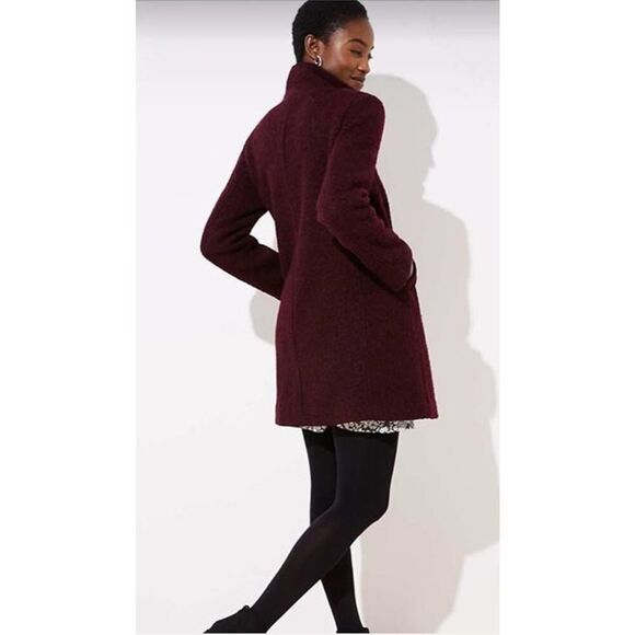LOFT Wool Blend Funnel Neck Peacoat Women's Purple/ Eggplant Jacket | S EUC - Picture 7 of 16